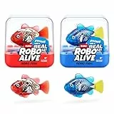 ROBO ALIVE Robo Fish Series 3 Roboter-Fisch, 2er Pack, Blau und Rot, schwimmt in mehrere Richtungen, batteriebetrieben, Spielzeugfisch, Poolspielzeug