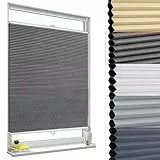 WOLTU Plissee ohne Bohren Klemmfix Wabenplissee Verdunkelung Thermo Jalousie Sonnenschutz und Sichtschutz Dunkelgrau 50x130cm Fenster Rollo für Innen & Tür