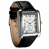 Avaner Armbanduhr mit quadratisches Zifferblatt Herrenuhr mit Lederband Vintage Design mit römischen Ziffern Analog Quarz Kalender Uhr Männer Frauen