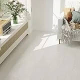 Vinylboden Selbstklebend PVC Bodenbelag Selbstklebend Fliesen Vinyl Holzoptik Bodenaufkleber Wasserdicht Verschleißfest für Küche Wohnzimmer Badezimmer Weiß Holz 15X90cm