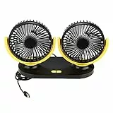 Doppelkopf Auto Ventilator, USB Tragbare Klimaanlage Autokühler, 12V Zigarettenanzünder, Schwarz Gelb