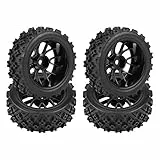 Reifen für 1:10 RC, aus robustem Gummi, Räder Felgen Set, 4 Stück (schwarz), for Anfänger, Profis, Offroad und Rennsport