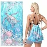 LXTOPN Mikrofaser Strandtuch - 160 * 80cm Strandtuch mit Aufbewahrung, schnell trocknendes sandfestes Badetuch Strandhandtuch, ideal für Reisen Pool und Camping (Blaue Schildkröte, 80 * 160cm)