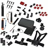 Rollei 21643 Actioncam Zubehör Set Sport XL - 49-teiliges Zubehör Set, inkl. Tasche, Mini Stativ und Selfie Stick, kompatibel mit allen Rollei und GoPro Actioncams