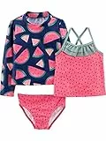 Simple Joys by Carter's Baby-Mädchen 3-Piece Assorted Rashguard Rash-Guard-Set, Wassermelone, 4 Jahre