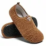 Limberun Frauen Männer Hausschuhe Leichtgewicht Gemütlich Warm Winter Barfuß Hausschuhe Anti-Rutsch Leichte Walking Garten Indoor Schlafzimmer Socken Braun 36/37