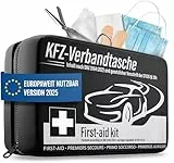HELDENWERK KFZ Verbandstasche nach aktueller Norm 2025 - Europaweit Nutzbar - Erste Hilfe Set Auto Verbandskasten DIN 13164:2022 (StVO konform)