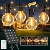 Solar Lichterkette Aussen, 20M Garten 48 LEDs Lichterketten Außen Wetterfest, Outdoor Solarlichterkette 19 Modi, 25+1 G40 Glühbirne, 2400 mAH Solar Outdoor Lichterketten für Balkon Garten Camping