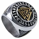 OIDEA Siegelring Wikinger Herren Schwarz, aus hochwertigem Edelstahl, Nordischer Vikinger Symbol keltisch Ringe Breit Retro Größe 67 (21.3)
