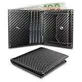 UNOSEKS Portmonee Herren mit RFID Schutz - Mini Geldbörse Bifold, Slim Wallet mit Münzfach, Kreditkartenetui für 4 Karten (Kohlefaser)