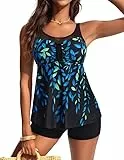 Hanna Nikole Tankini Damen Große Größen,Bauchweg Badeanzug,Push Up Badeanzüge, Tankini Oberteil Mit High Waist Badeshorts,Elegant Bademode Badebekleidung,Flowy Schwimmanzug Strandmode