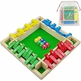 Shut The Box Spiel 4-Spieler, Holz Brettspiel Holz Mathematik Traditional Pub Board Würfelspiel Reisen Family Brettspiele Urlaub unterhaltsames Mathespiele Spiel für Kinder und Erwachsene [Mehrfarbig]