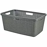 Curver Wäschekorb Jute 46 l, Grau, 70% recycelbar