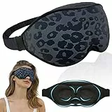 Schlafmaske für Damen Herren，100% Lichtschutz Verstellbare Schlafbrille，weiche Augenmaske aus 3D konturiertem Soft Material, Augenbinde für Reisen/Schlafen/Nickerchen (Leopardenmuster)