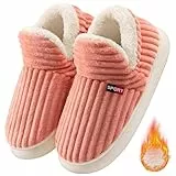 CMTOP Hausschuhe Damen Winter Antirutsch Hausschuhe Herren Wärme Wolke Hüttenschuhe Geschlossen Leicht Bequem Pantoffeln Winter Wärme Kuschel Hausschuhe(Rosa,40/41 EU)