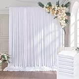 9×3 m Weiß Hochzeit Hintergrund Vorhang, 6 Platten1,5×3m Faltenfreie Weiche Seidige Weiss Fotowand Hintergrund Vorhänge Deko Party Geburtstag Babydusche Fotografie Kulissen Home Hintergründe