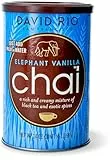 David Rio Elephant Vanilla Chai I 398g Dose I Chai Latte mit schwarzem Tee, Vanille, Honig & Zimt, cremiger klassischer Tee mit Koffein (Elephant Vanilla Chai, 2x (398g Dose))