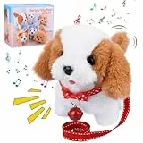 Vibbang Hund Spielzeug Kinder Hund der Läuft und Bellt Kuscheltier, Roboter-Welpe, Haustier-Plüschtier, Hunde-Roboter-Welpe, Spielzeughunde, interaktives Plüsch Geschenk Junge Mädchen