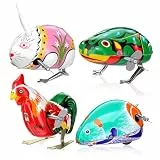 Toddmomy 4 Stück Retro Aufziehspielzeug aus Metall, Blechspielzeug Frosch mit Uhrwerk, Vintage Springende Lustiges Mitgebsel zum Kindergeburtstag, Geschenktütenfüller,Zufälliger Stil