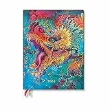 Paperblanks Flexi 12-Monatskalender 2024 Humming Dragon, Day-at-a-Time - Ultra (230 x 180), Englisch (Feiertage International)