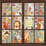 Scinzene 149 Pcs Erntedankfest Fensterbilder Herbst Fensteraufkleber, Fensterbilder Herbst Kinder, Herbst Fensterbilder Selbstklebend, Herbstdeko Fenster, Für Fenster Kinderzimmer Cafés Party
