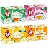 Teekanne Erkältung 4er Set – 72 Bio Teebeutel – Kräutertee mit Vitamin C & Zink – Immunsystem & Entspannung – „Immun Aktiv“, „Hol dir Kraft“, „Atme dich frei“ & „Gesunde Abwehr“ – Wohltuender Winterte