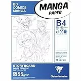 Clairefontaine 94040C Manga Block Storyboard (ideal für Zeichen von Manga und Multitechniken, DIN B4, 27,5 x 37,4 cm, 100 Blatt, 55 g, mit sechsteiligem Raster) weiß