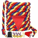 WYRJXYB Tauziehen Seilspiel 12M, Outdoor Spiele Gartenspiele Geburtstag Party Spiele for Kinder Erwachsene, Tauziehseil mit Medaillen für Draußen Geburtstagsspiele,Tricolor