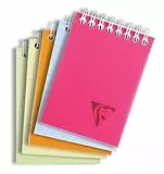 Clairefontaine 328665C - Schreibblock / Notizblock Linicolor Fresh mit kopfseitiger Doppelspirale DIN A7, 7,5x10,5 cm, 80 Blatt 90g kariert, abtrennbar, Einband aus PP, farbig sortiert, 1 Stück