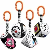 Aolso Kinderwagen Spielzeug, 4Pcs hängendes Rasselspielzeug, Kontrast Spielzeug, Sensorisches LernspielzeugBaby-Hängespielzeug, Neugeborenes Autositz-Spielzeug für Jungen und Mädchen