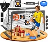KESSER® Fussballtor 2er Set | Tolles Fußball Geschenk für Kinder, Indoor und Outdoor Garten : Antirutsch - Inkl. Fussball Trainingszubehör: Hütchen, Zielscheibe, Sporttasche, Ballpumpe, Anthrazit