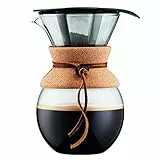 Bodum 11571-109 Pour Over Kaffeebereiter mit Permanentfilter 1 L, Mehrlagig, transparent, 14 x 16,3 x 20,2 cm, 6 Einheiten