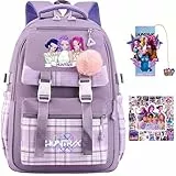 Generisch K Pop Demon Hunters Schulrucksack, Nylon-Reiserucksack mit mehreren Taschen, Demon Hunters Anime College-Rucksack, Demon Cosplay-Rucksack für Fans (B)