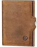 KORUTA® Slim Wallet mit Münzfach & RFID Schutz - Kartenetui - Mini Geldbörse für Herren & Damen - Kreditkartenetui Geldbeutel klein Portmonee Portemonnaie (Braun)