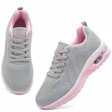 Topwolve Laufschuhe Damen Turnschuhe Sportschuhe Luftpolster Straßenlaufschuhe Atmungsaktiv Leicht Walking Sneaker Outdoor Tennisschuhe,Grau Rosa,41 EU