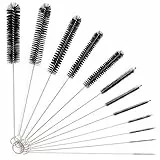 Vicloon Reinigungsbürsten, 12 Stück 21 cm Lange Bürsten, Flasche Reinigungsbürsten Milchschlauchbürste Nylon Schlauchbürste Set für Teekanne Düse, Espresso Machines, Trinken Strohhalme - Schwarz