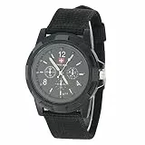 Brrnoo Armbanduhr Herren Digital, Elektronische Einfache Analoge Armbanduhr, Unisex Erwachsene Analoge Uhr mit Rundem Nylonband Militär Armbanduhr Männer Outdoor Sport Uhren Armee Uhr (01)