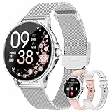 AIMIUVEI Smartwatch Damen mit Telefonfunktion, 1.27' HD Touchscreen, Menstruationszyklus, 24H-Herzfrequenz/SpO2/Schlafmonitor, 120+ Sportmodi, Schrittzähler, IP68 Fitnessuhr für Android iOS Silber