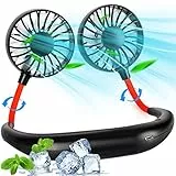 BOSONER Nackenventilator Hals Ventilator Tragbarer: 2000mAh Halsventilatoren mit USB Leise Portable Neck Fan - Mini Ventilator für Outdoor Büro Camping Reisen (Black+red)