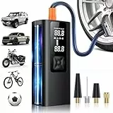 Elektrische Luftpumpe 12V Fahrrad Akku Kompressor, 150 PSI & 20000 mAh Mini Tragbare Fahrradpumpe Luftkompressor Für Auto,Motorrad,Fahrrad,Bälle, USB-C wiederaufladbar, Als Powerbank und Taschenlampe