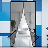 Fliegengitter Balkontür 100 x 206 cm Zur Einfachen Montage Ohne Bohren Insektenschutz Fliegenvorhang für Balkontür, Kellertür Und Terrassentür, Schwarz