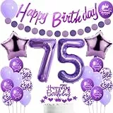 75. Geburtstag Dekoration Frauen, Lila Tortendeko 75. Geburtstag, Frau 75. Party Deko, Luftballons 75. Dekoration ,Geburtstagsdeko 75 Jahre Frau, 75. Ballon