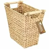HMF Papierkorb Büro, Aufbewahrungskorb mit Holzgriffen geflochten aus Wasserhyazinthe | Trapez | 36 x 19 x 33 cm