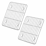 TEAMFAR Abkühlgitter 2er-Set, Auskühlgitter Kuchengitter aus Edelstahl zum Braten Backen Grillen Kühlen Auskühlen, 24,5 x 19 x 1,5 cm, Gesund & Langlebig, Rostfrei & Spülmaschinengeeignet