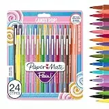 Paper Mate Flair Filzstifte | mittlere Spitze (0,7mm) | Candy POP Farben |Marker-Stifte für Kinder und Erwachsene zum Ausmalenfür Tagebücher und mehr | 24 Stück