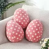 Namalu 3 Stück 25 cm Eier Kuschelkissen Süße Dekokissen mit Weißen Punkten Gefüllte Ei Kissen Sofakissen für Drinnen Draußen Frühling Geschenke für Geburtstag Muttertag Vatertag (Rosa)
