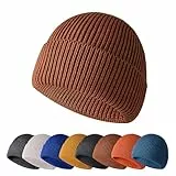 Enwokran Wintermütze Mütze Herren Damen Strickmütze Roll up Edge Cuffed Beanie Klassisches Design Herrenmütze Modern Weich Elastisch Haube Atmungsaktivem (Braun)
