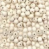 TOAOB 300 Stück Holzperlen Set Holzperlen zum Auffädeln Natur Holzkugeln mit Loch 10mm Runde Lose Spacer Perlen für Makramee Basteln DIY Schmuck Armband