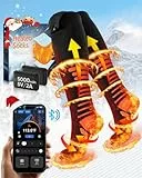 2025 Upgraded Beheizbare Socken mit APP Steuerung, 5000mAh 5V Wiederaufladbare Heizsocken, 3 Wärmeeinstellungen & 360° Heizung Beheizte Socken, Waschbare Beheizbare Socken Damen Herren für Ski Jagen L