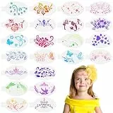 URAQT Tattoo Schablone, 22 Blatt Oval Wiederverwendbare Gesichtsfarbe Schablonen, Tattoo Design Werkzeuge für Gesicht und Körper, für Kinder Erwachsene, Party, Karneval, Weihnachten Halloween (B)